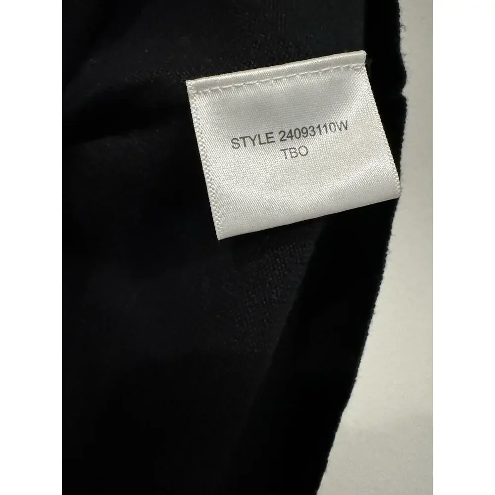 Tory Burch Black V-Neck Sweater with Removable Silk Collar and Cuffs Size L